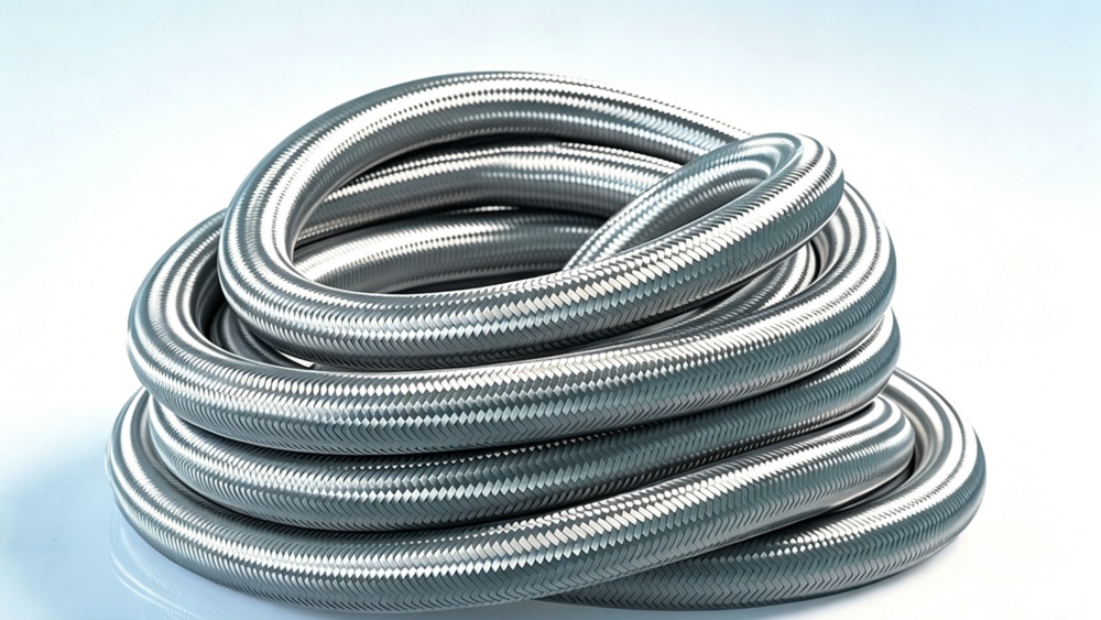 Existing product image of coiled stainless steel braided sleeve
