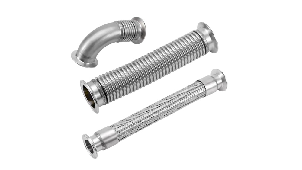 corrugated and braided metal hoses with clamp ends